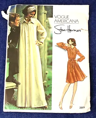 Vintage 70s Vogue Pattern 2975  Americana Stan Herman Lounge Dress Sz 12 Uncut • $13.95