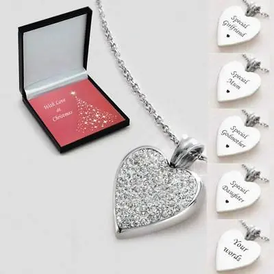 Engraved Heart Necklace For Christmas Personalised Christmas GiftAny Engraving • $51.25