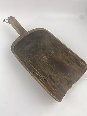 Large Vintage Antique Hand Carved Wooden Grain Feed Scoop 15  Primitive Decor • $45