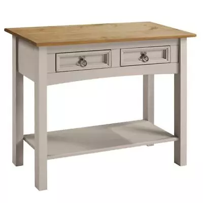 Corona Console Table Grey Wax 2 Drawer Solid Pine Hall By Mercers Furniture® • £54.99