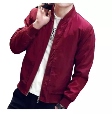 Men's Baseball Jacket Stand Collar Long Sleeve Zipper Leisure Plain Summer Thin  • $51.28