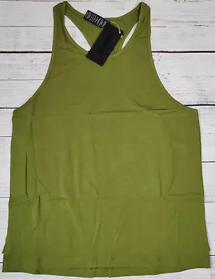 Alphalete Mens Athletic Tank Top Size Small Moss Green Racerback Viscose Blend • $25.49