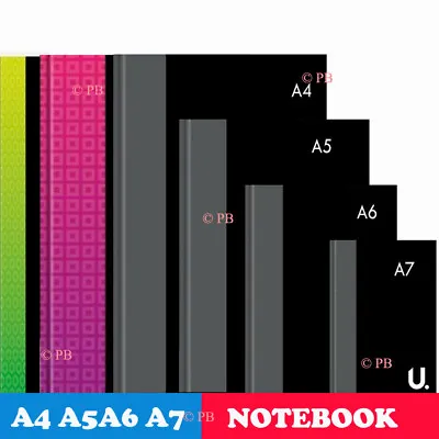 U A4 A5 A6 A7 Hardback Lined Notebook Note Pad Stationary Ruled Paper School ... • £2.99