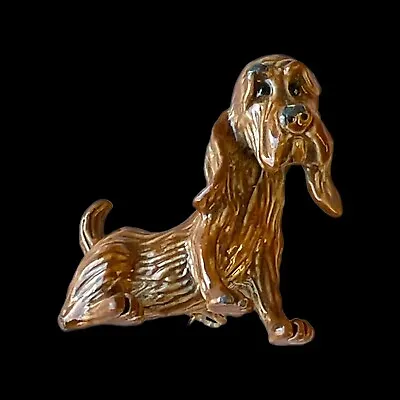 Vintage Gerrys Basset Hound Dog Brooch Pin Textured Enamel Figural  • $4.99