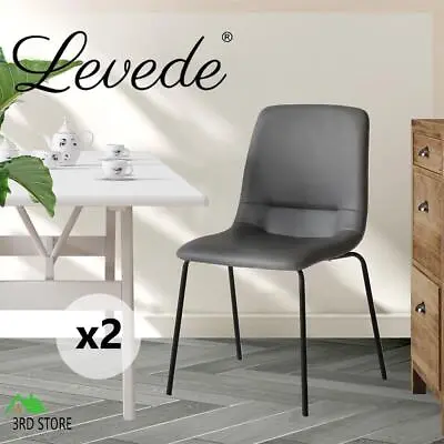 $81 • Buy Levede 2x Dining Chairs Kitchen Table Chair Lounge Room Padded Seat PU Leather