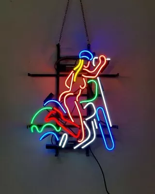 Motorcycle Girl Neon Lamp Light Sign 20 X16  Bar Beer Hanging Nightlight EY • $134.84