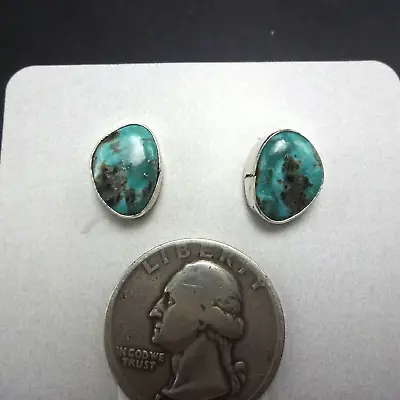 Lee Sandoval NAVAJO Sterling Silver BLUE MORENCI TURQUOISE EARRINGS Pierced • $159