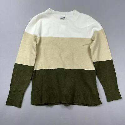 J Crew Sweater Womens Small Green Cream Colorblock Crewneck Soft Chunky NWT • $29.99