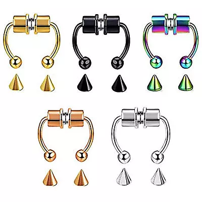 5 Packs Magnetic Septum Nose Ring Fake Segment Helix Tragus Clicker Non-Piercing • $12.99