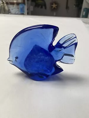 Murano Hand Blown Glass Fish Blue Color Signed By Artise • $7.95