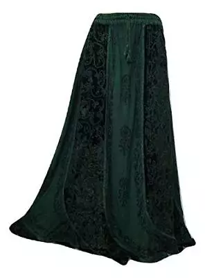 Maxi Skirt Winter Velvet Goth Hippie Party Medieval Christmas Festive Dark Green • £37.99