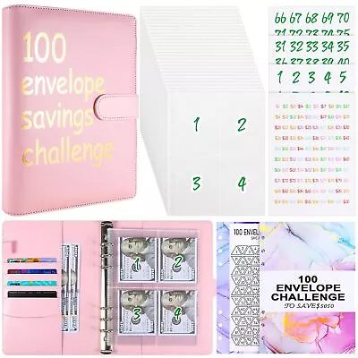 100 Envelopes Money Saving Challenge Binder Book Organizer With Cash Envelopes • $12.77