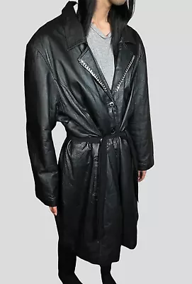 Genuine Leather Jacket Chain Versace Influenced Glamour Trench  • $93