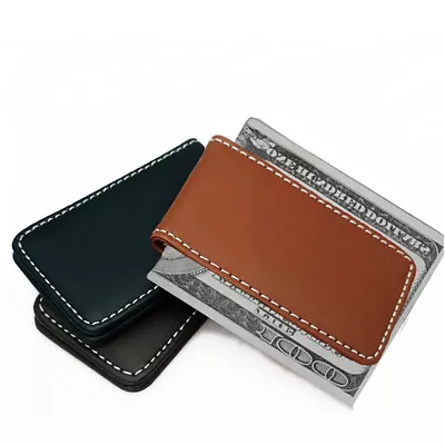 New Genuine  Leather Magnetic Slim Pocket Money Clip Holder USA Seller • $5.95