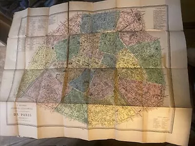 Vintage Map Of Paris 1880 Le Nouveau Guide De L’Ettanger • $7.99