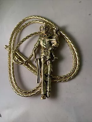 Vintage Shriners Masonic Freemason Man Child Gold Plated Metal Bolo Tie NOS • $16