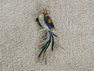 Vintage Multicolor Rhinestones Enamel Peacock Brooch Pin • $19.95