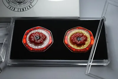 Pair Of Remembrance Commemoratives In 50p Coin Display Case & Presentation Box.  • £24.99