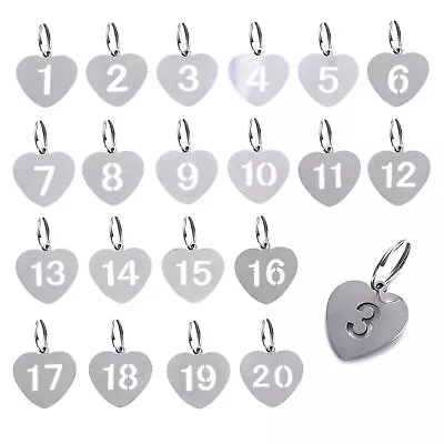 1-20 Key Tags With Labels Stainless Steel Numbered Tags Key Metal Tags Coat C... • $15.26