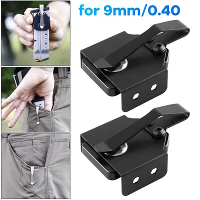 2Pcs Magnetic Medium Size In-The-Pocket Mag Holder For Pocket Clip 9mm/.40 SW US • $18.99