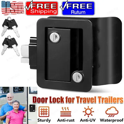 New RV Paddle Entry Door Lock Latch Handle Knob Deadbolt Camper Trailer Black US • $23.41