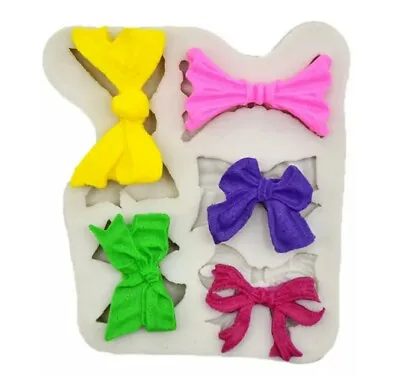 5 Bows Silicone Mould-bow/ribbon Mold-hair/girl-cake Decorating-fondant-resin • £7