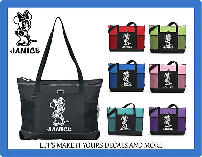 Minnie Mouse Inspired Custom Tote Purse Sports School Gym Diaper Bag Zips Name • $20.98