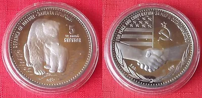 1987 Soviet Union 'Defence Of Nature' Leningrad Mint 5 Oz Silver Proof Box & COA • £220