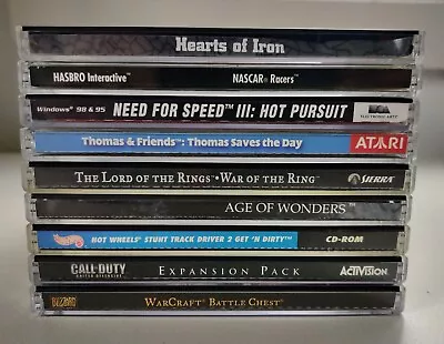 Lot Of 9 Vintage PC Game NFS III LotR Age Of Wonders  Hot Wheels WarCraft • $44