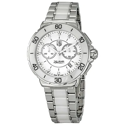 Tag Heuer Formula 1 Cah1211.ba0863  White Ceramic Diamond Quartz Chrono Watch • $1307.90