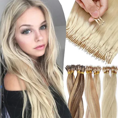 200G CLEARANCE Nano Ring Real Remy Human Hair Extensions Micro Loop Beads I Tip • $52.23