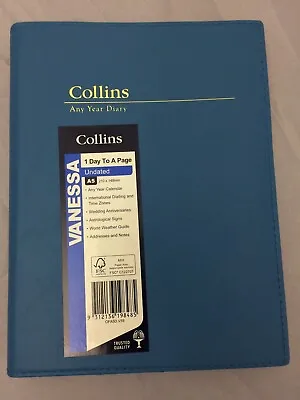 $22.99 • Buy Collins Vanessa Any Year Diary Blue A5 Day To Page NEW Free Postage