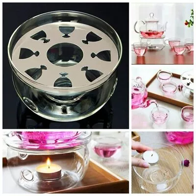 Heat-Resisting Teapot Warmer Base Glass Round Insulation Tealight Teapot Holder • $8.39