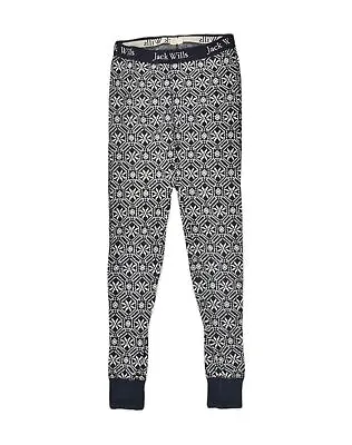 JACK WILLS Womens Leggings UK 8 Small Navy Blue Fair Isle Cotton AB90 • £11.43