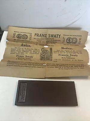 Vtg  Franz Swaty Austria Straight Razor Knife Hone Sharpening Stone • $12.50