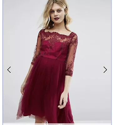 $59.99 • Buy Maternity Red Embroidered Floral Lace Tulle Skirt Wedding Formal Dress