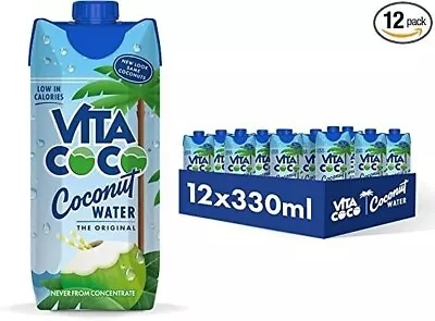 Vita Coco Pure Coconut Water 12X330Ml Naturally Hydrating Packed With Electrol • £14.99