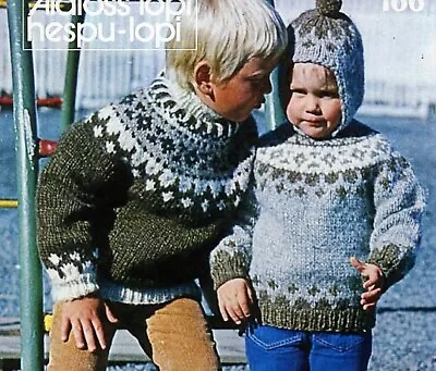 Boys Hooded Fair Isle Sweater Jumper Icelandic KNITTING PATTERN Chunky 24 - 32  • £2.15