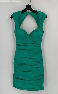 Nicole Miller Womens Green Sweetheart Neck Sleeveless Ruched Sheath Dress Size 6 • $17.99
