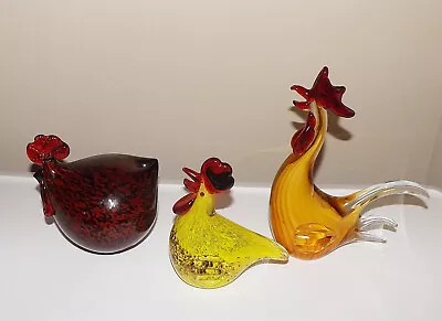 Glass Murano Chickens-Hen-Rooster 6-9  Tall • $19.99