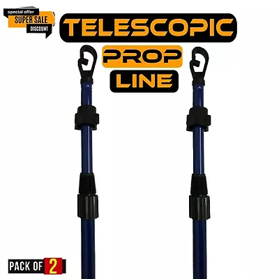 2 X Washing Line Prop Heavy Duty Galvanised Outdoor Extendable Support Pole 2.4m • £11.49