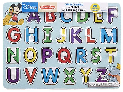 $14.25 • Buy Melissa & Doug Disney Classics Alphabet Wooden Peg Puzzle (26 Pcs)
