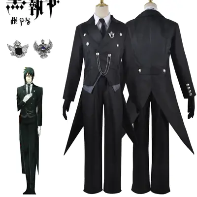 Black Butler Sebastian Tuxedo Dress Full Cosplay Costumes Full Set Halloween Hot • $24.49