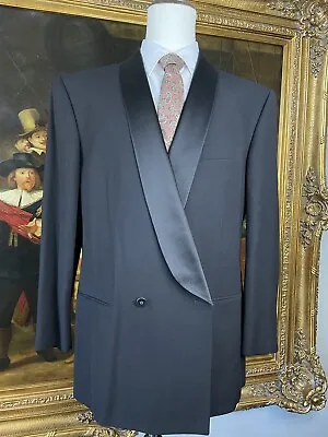 VTG Giorgio Armani 44R Black Made In Italy Shawl Double Breasted Tuxedo Jacket • $249.44