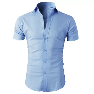 Mens Short Sleeve Casual Shirts Formal Slim Fit Dress Shirt Top Summer T Shirt • $12.08