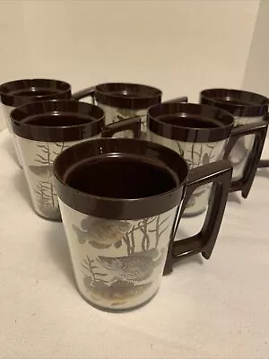 Vintage Fishing Flambeau Plastic Thermal Insulated Coffee Mugs Lot Of 6 • $44.99