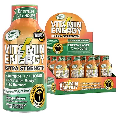 (12 Pack) Vitamin Energy® Extra Strength Mango Energy Shots Clinically Proven • $29.95