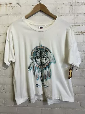 Vintage Crop Top T-shirt One Size Oversized Grunge Sinvle Stitch Wolf Native Dre • $20