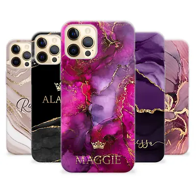 Personalised Phone Case Marble Slim Name Silicone Cover For IPhone 14 13 12 11 7 • £6.29