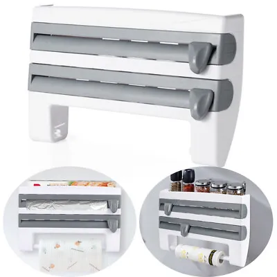 £14.94 • Buy 4 In 1 Kitchen Roll Dispenser Wall Mounted Cling Film Tin Foil Towel Holder Rack